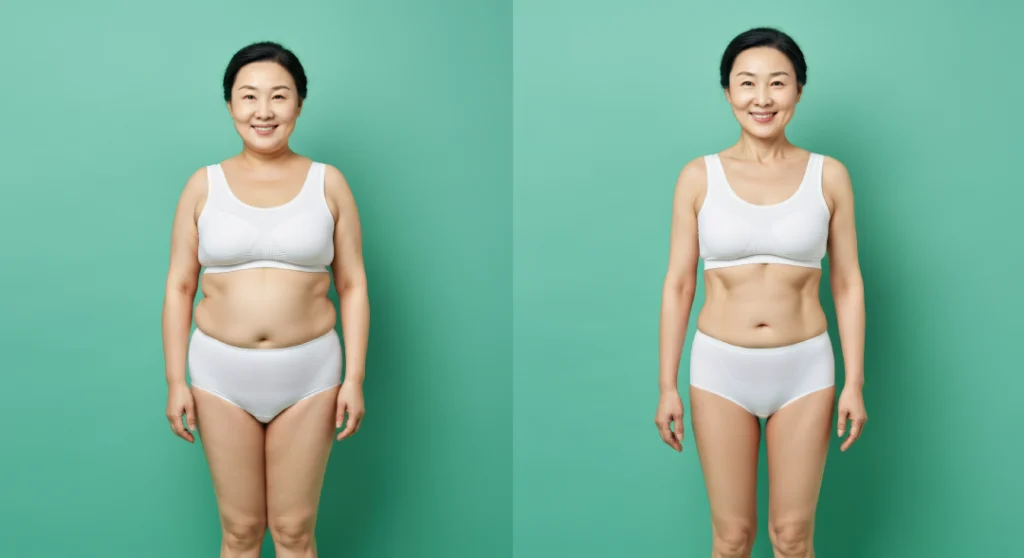 Before-and-after comparison showcasing the transformative effects of Weight Loss and Fitness Month.